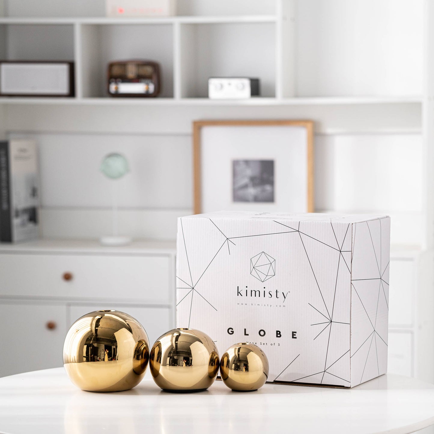 Gold Globe Vase Set of 3, Round Vase Home Decor, Bud Vase