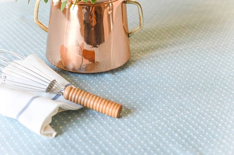 Blue Dotted Tablecloth: 60" x 120"