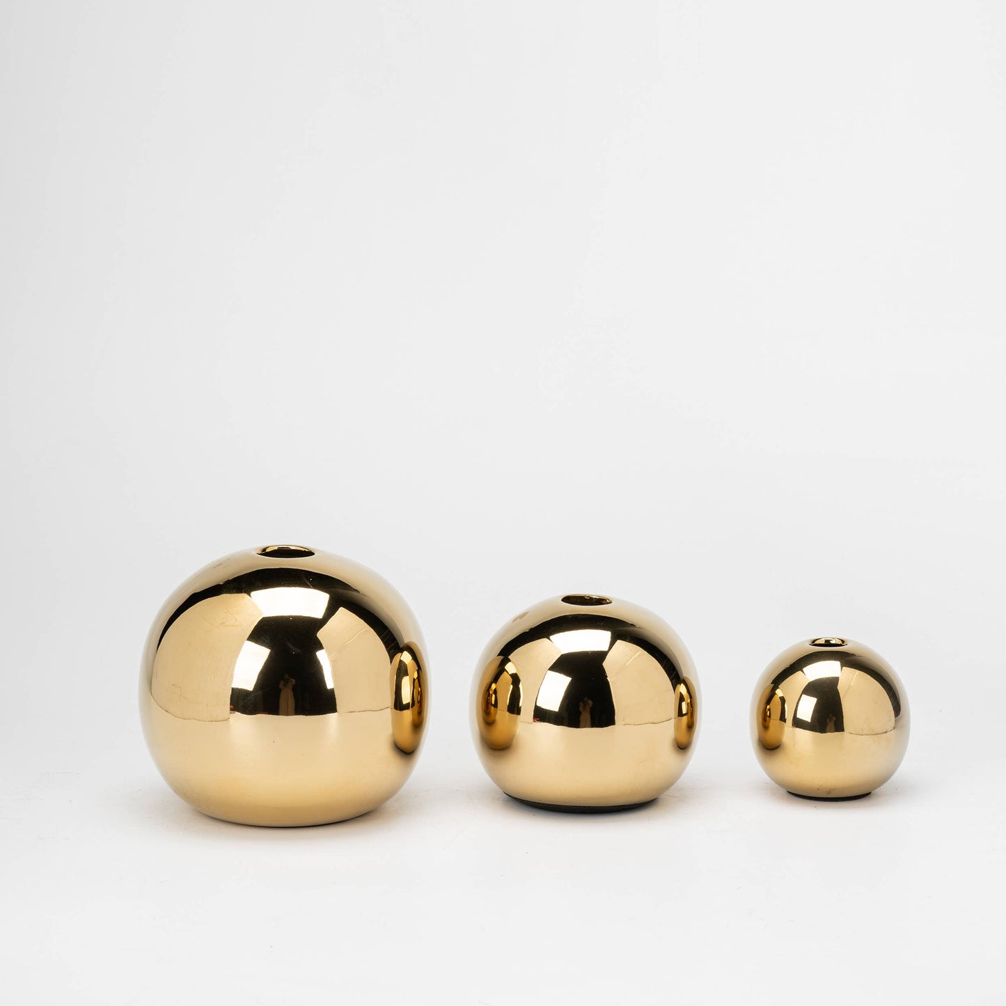 Gold Globe Vase Set of 3, Round Vase Home Decor, Bud Vase