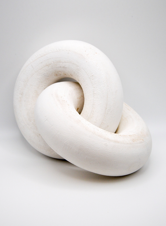 Hand carved wood white wash decor knot