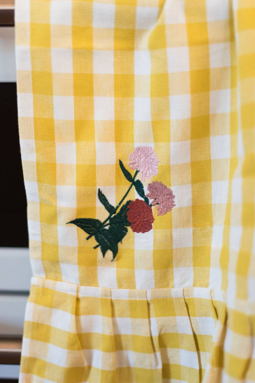 Yellow Ruffled Gingham Dish Towel