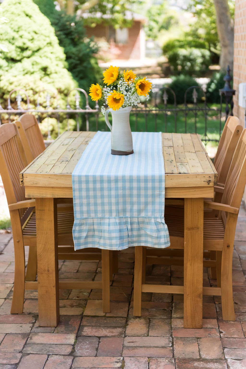 Blue Gingham Table Runner: Blue