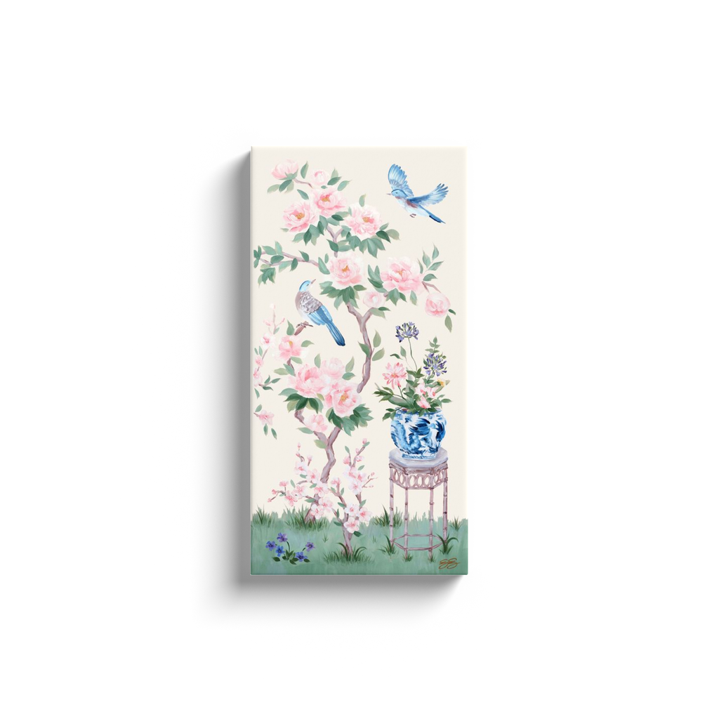 June, an ivory chinoiserie canvas wrap: 10x20 inch