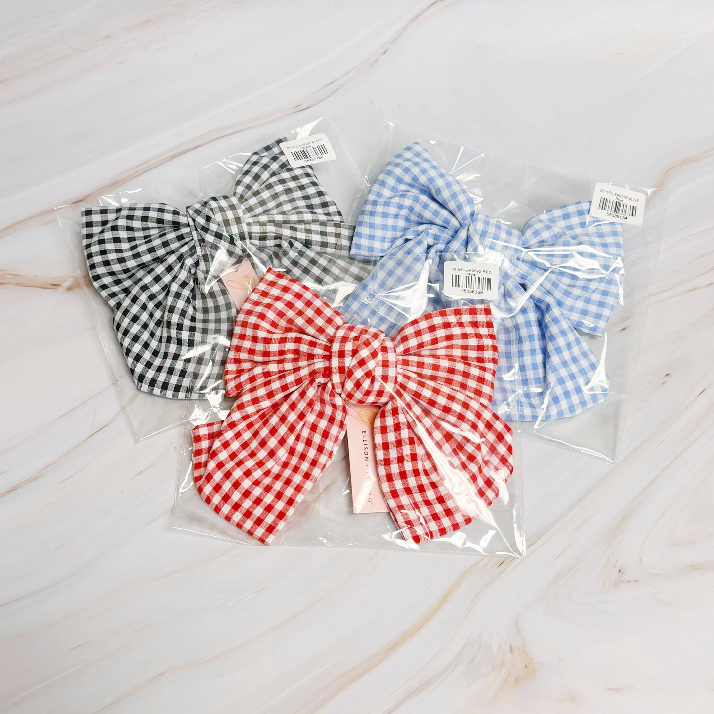 Gingham Bow Pretty Bow Hair Clip: Blue