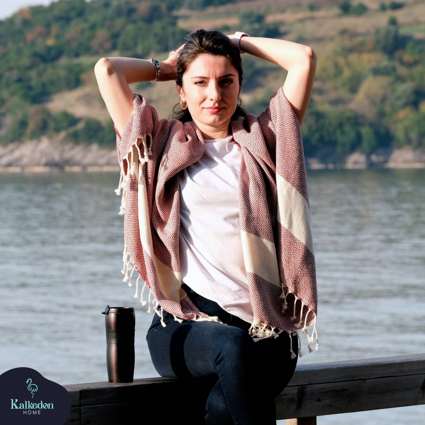 Turkish Towel | Peshtemal | Sand Resistant Beach Towel: Flamingo