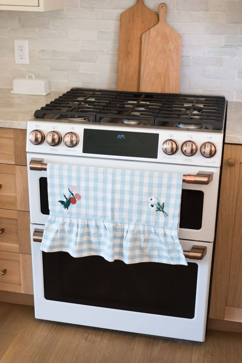 Blue Ruffled Gingham Dish Towel