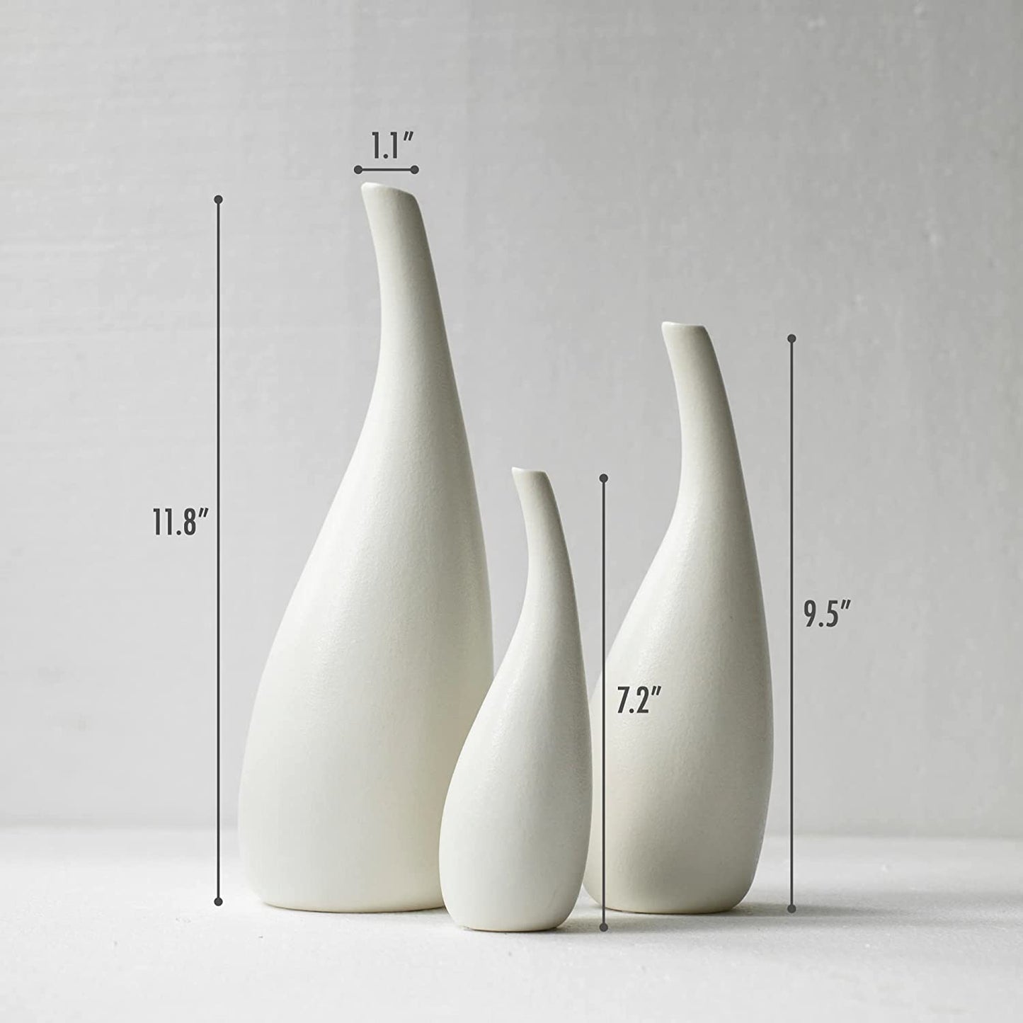 Set 3 Ceramic Vase, White Modern Vase and Fire Mantle