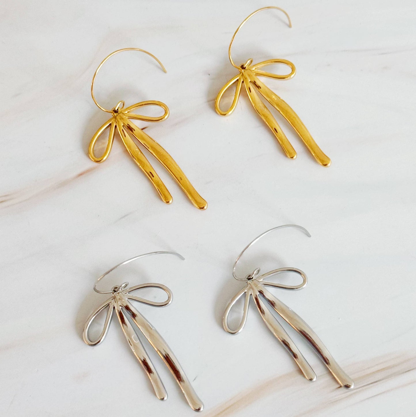 Stylist Bow Drop Earrings: Gold