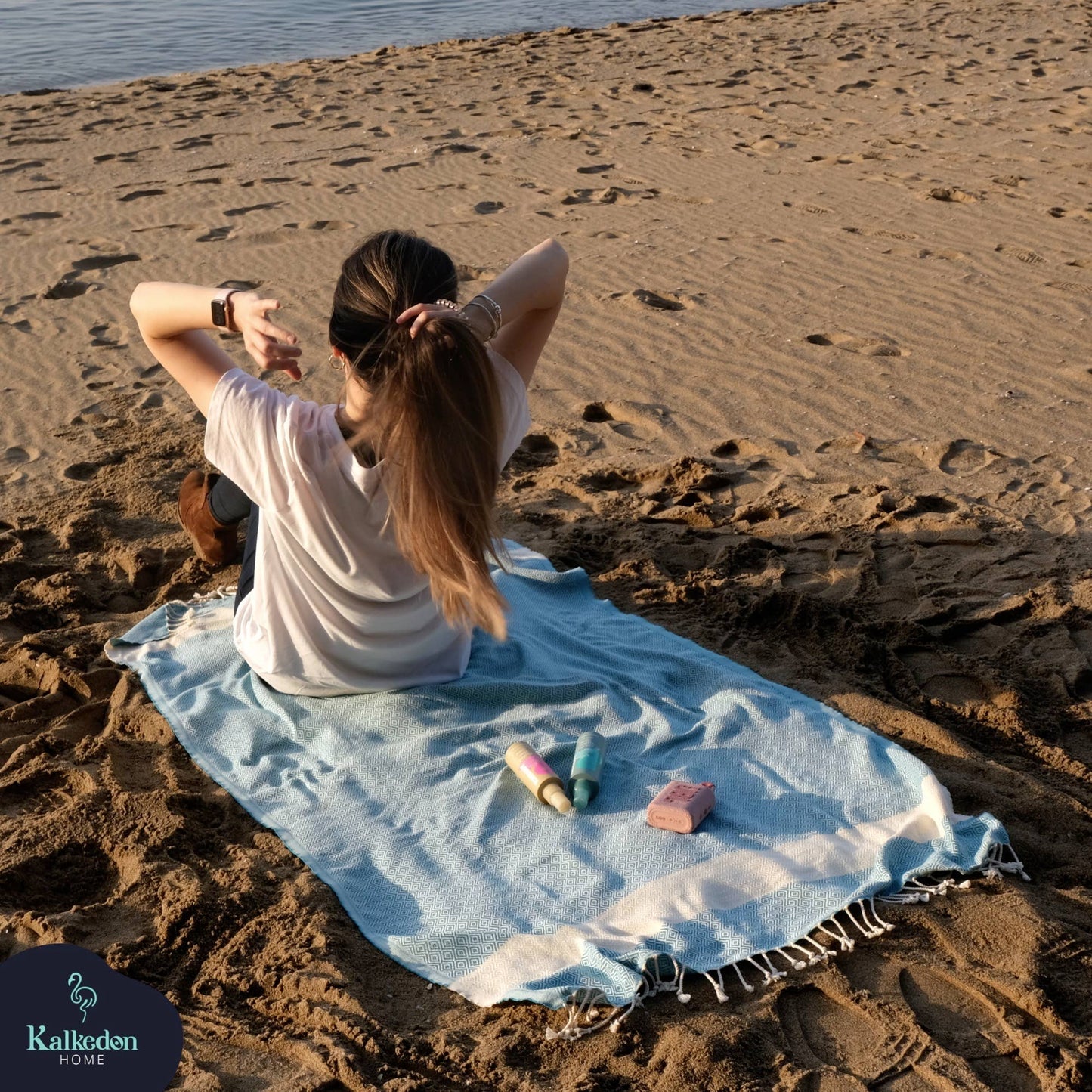 Turkish Towel | Peshtemal | Sand Resistant Beach Towel: Lime Green