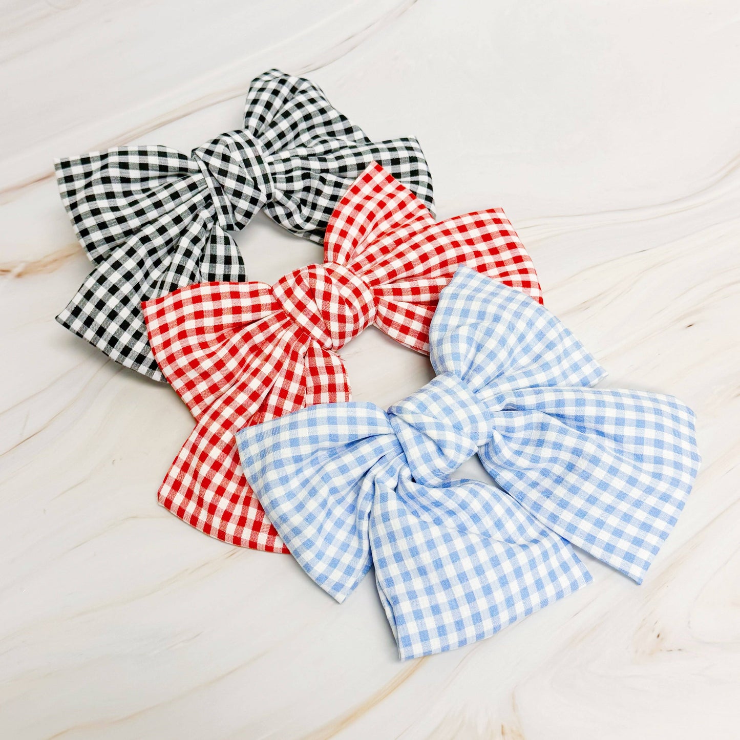 Gingham Bow Pretty Bow Hair Clip: Blue