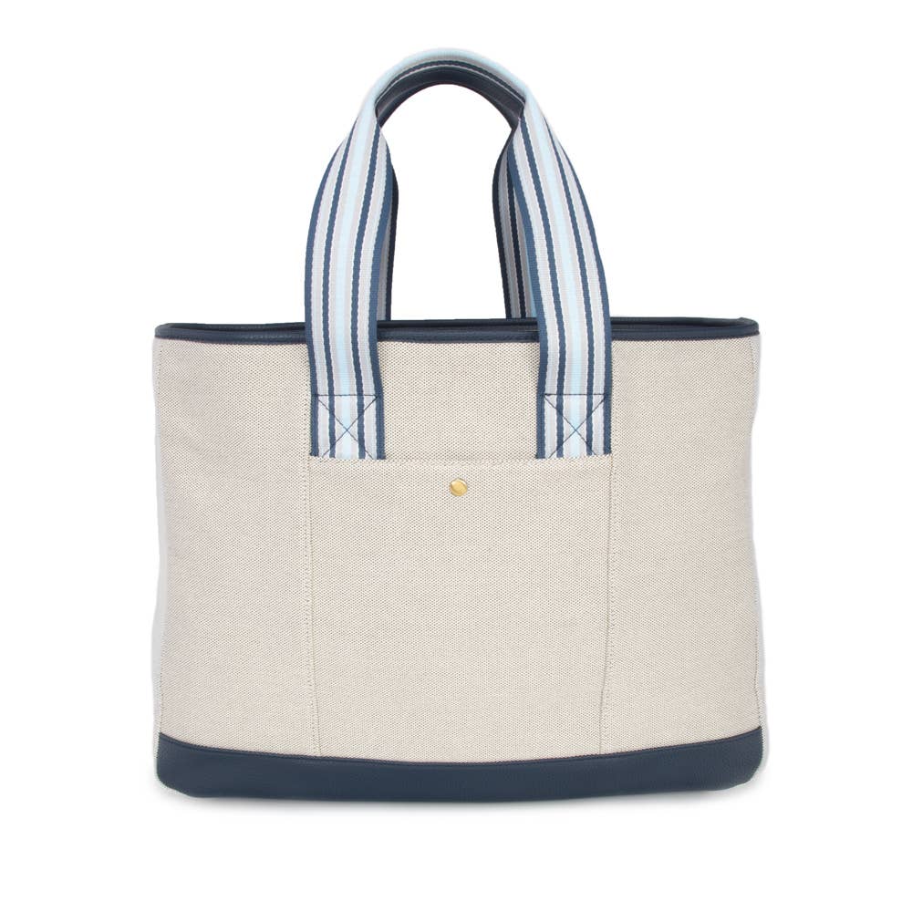 The Capri Everyday Striped Tote: Navy