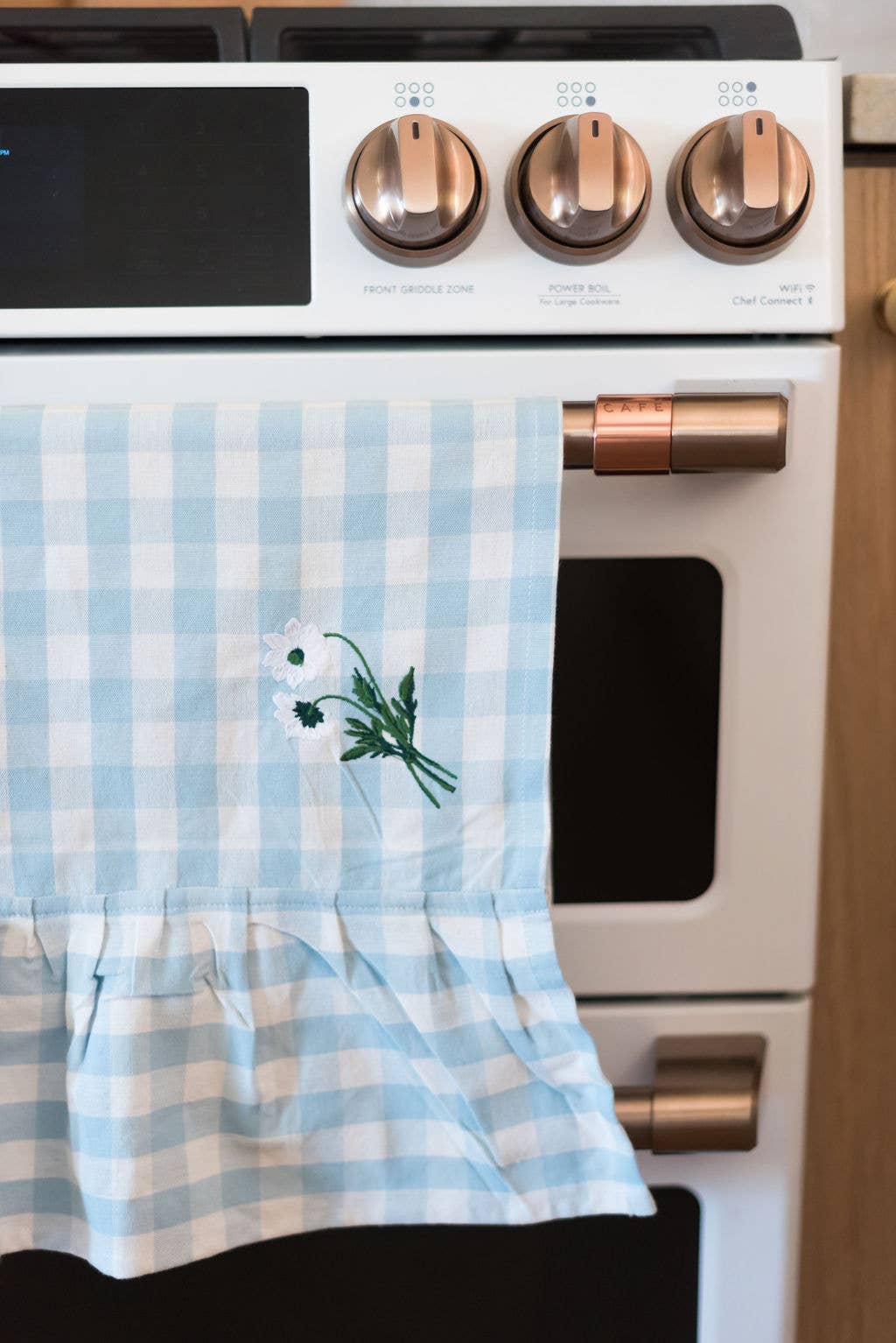 Blue Ruffled Gingham Dish Towel