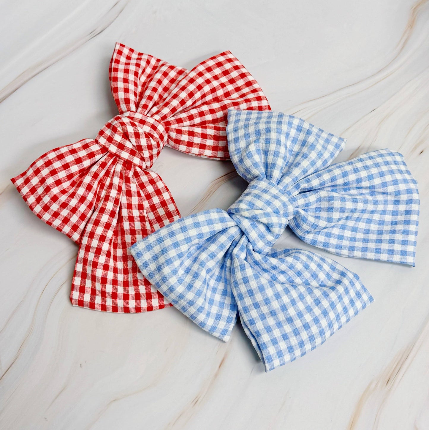 Gingham Bow Pretty Bow Hair Clip: Blue