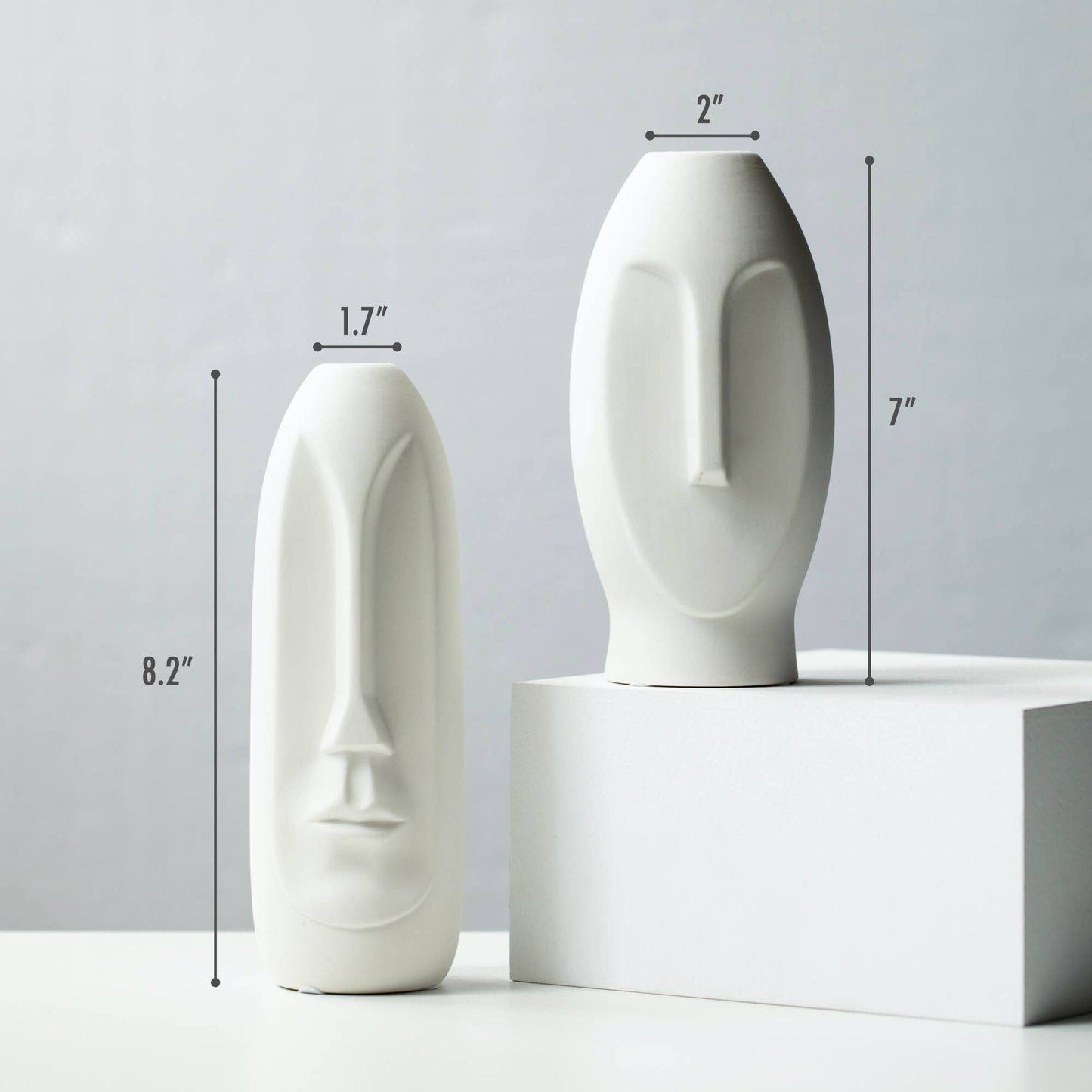 Face Vase Set of 2, White Modern Pampas Vases, Nordic Style