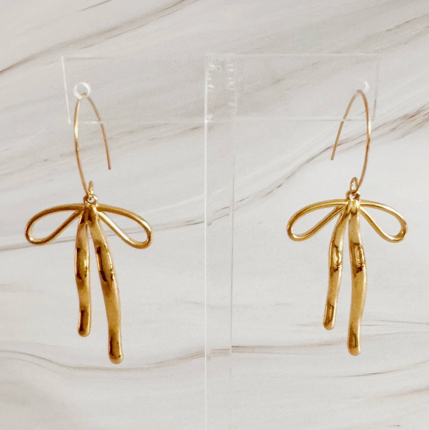 Stylist Bow Drop Earrings: Gold