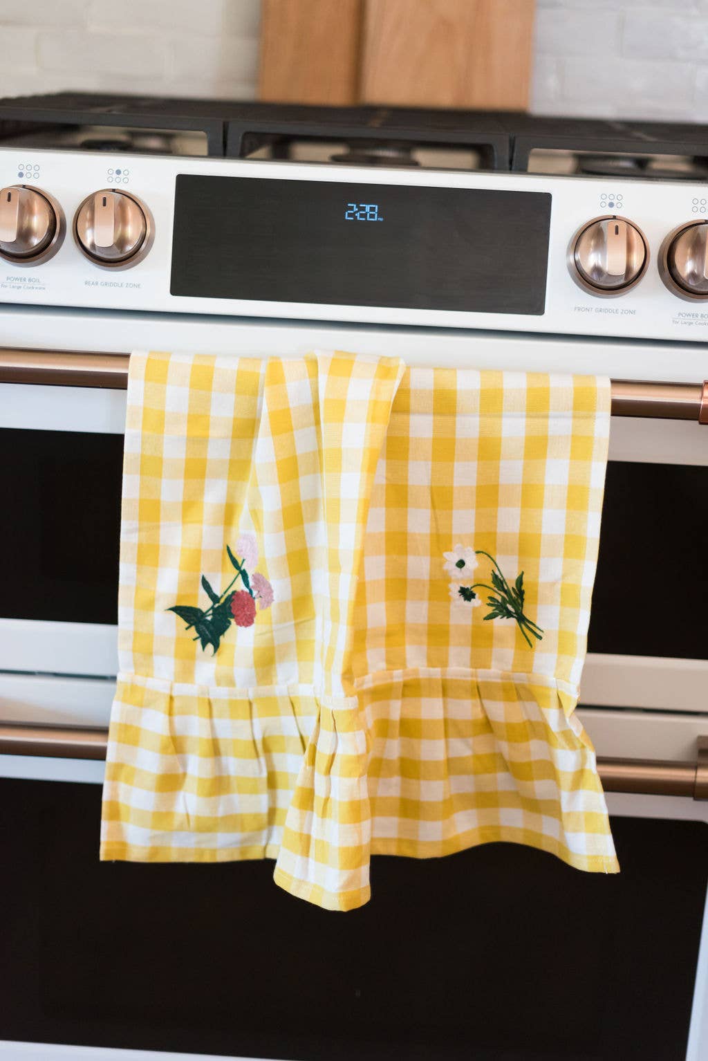 Yellow Ruffled Gingham Dish Towel