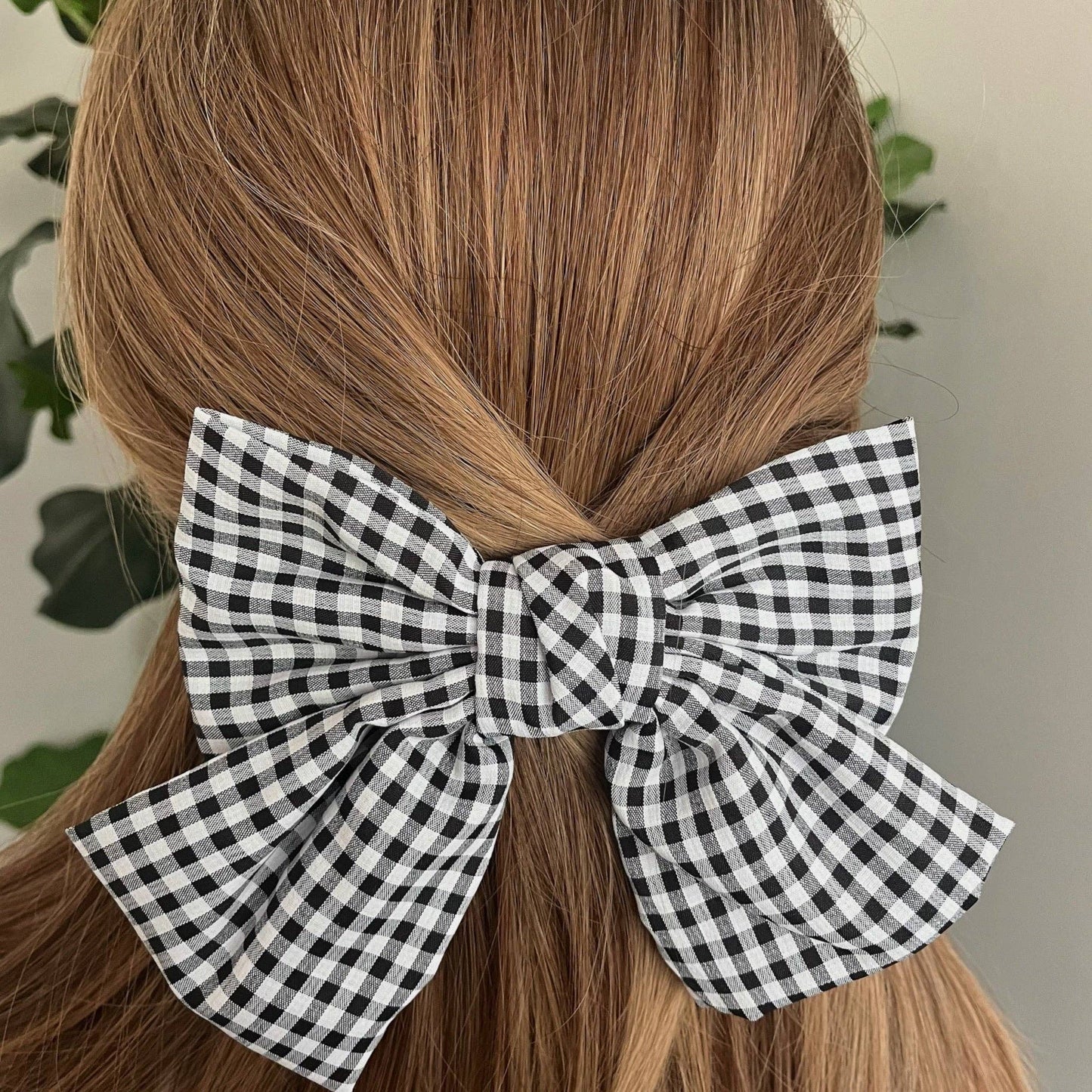 Gingham Bow Pretty Bow Hair Clip: Blue