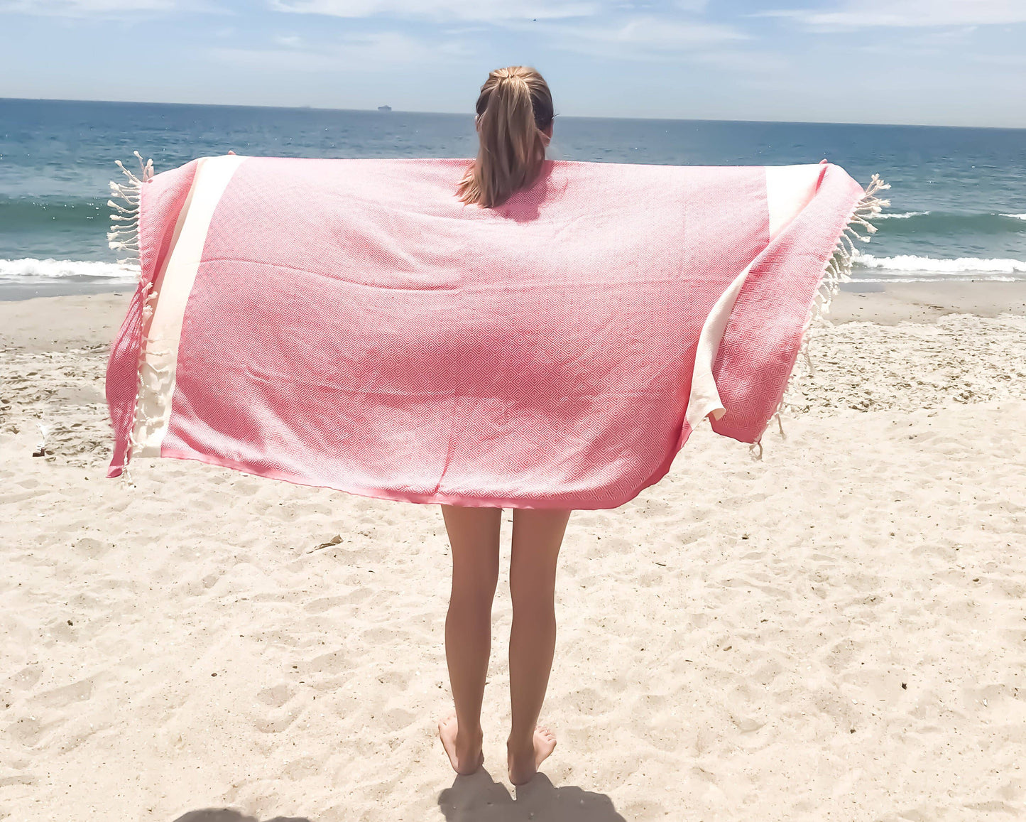 Turkish Towel | Peshtemal | Sand Resistant Beach Towel: Flamingo