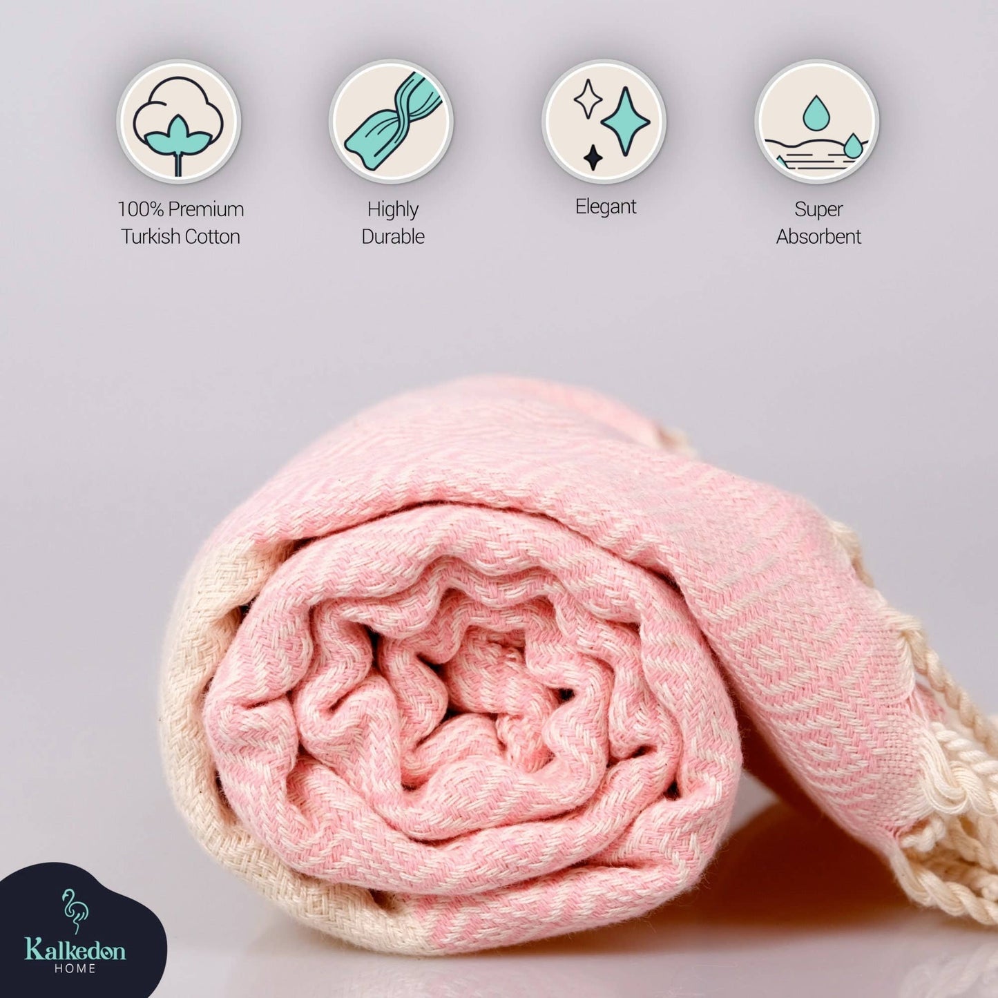 Turkish Towel | Peshtemal | Sand Resistant Beach Towel: Light Pink