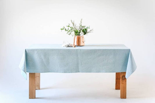 Blue Dotted Tablecloth: 60" x 120"