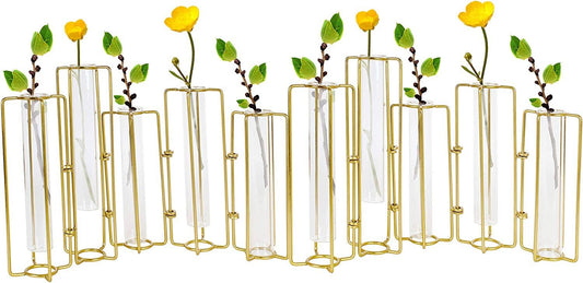 Hinged Bud Vase 10 Pack, Glass Thin Cylinder Vases