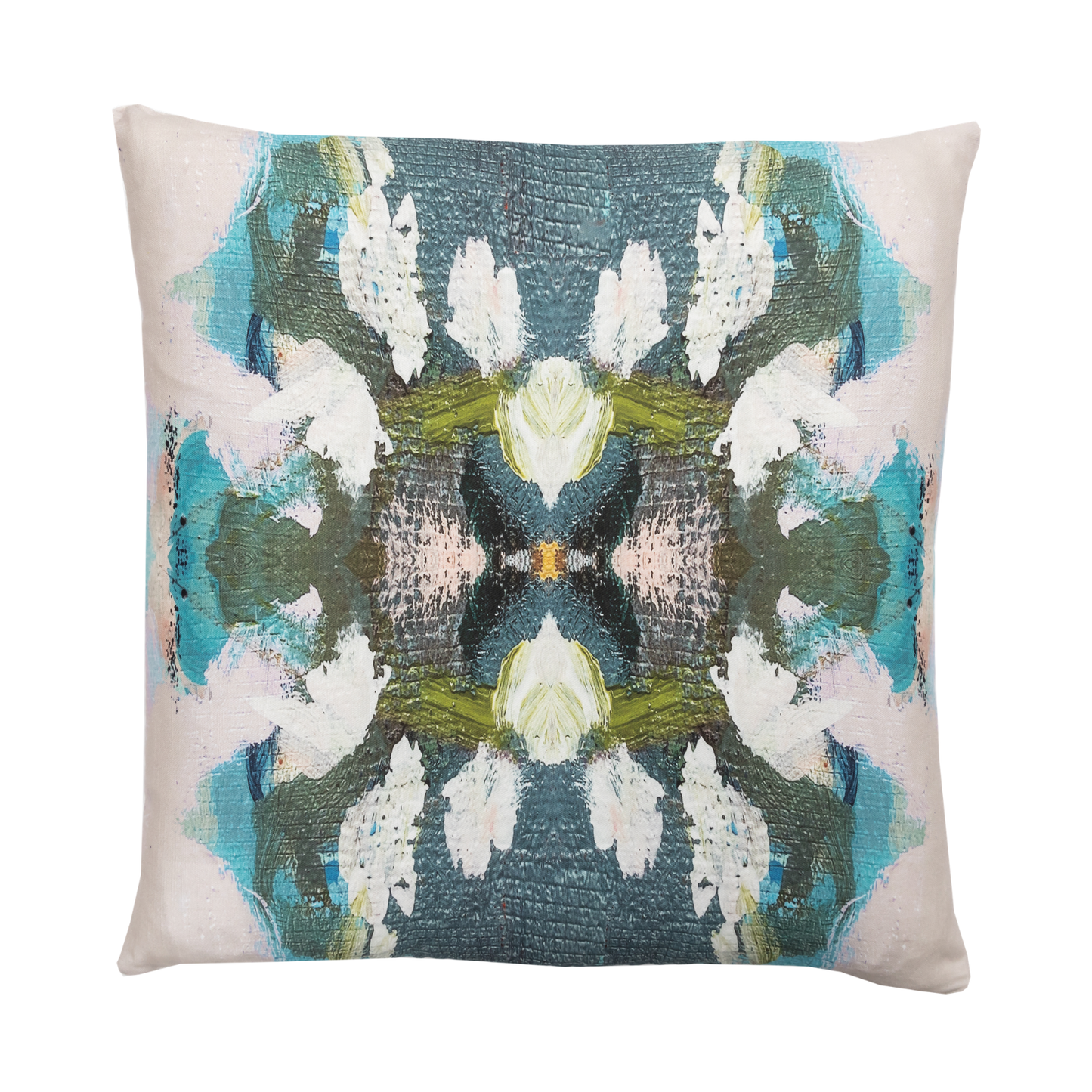 Peacock Blue 22x22 Linen Cotton Pillow