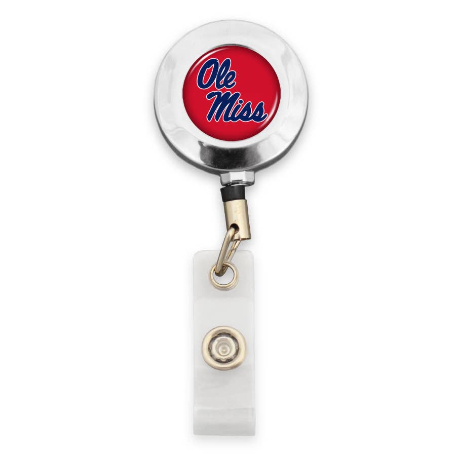 Ole Miss Rebels NCAA Round Badge Reel (Alligator Clip)