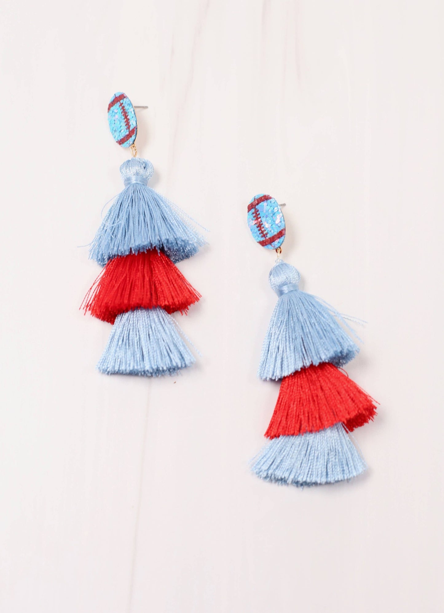 Huddle Up Tassle Earring POWDER BLUE RED