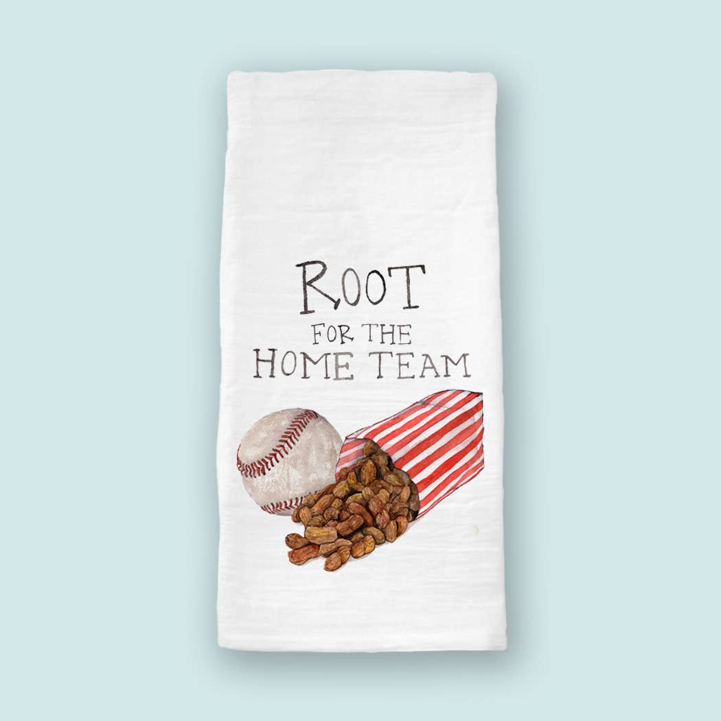 ROOT FOR THE HOME TEAM Baseball Tea Towel