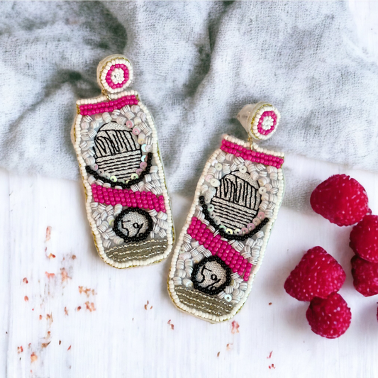 Seltzer Beaded Earrings, Hot Pink