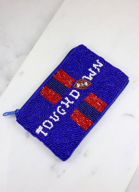 Touchdown Beaded Pouch BLUE RED