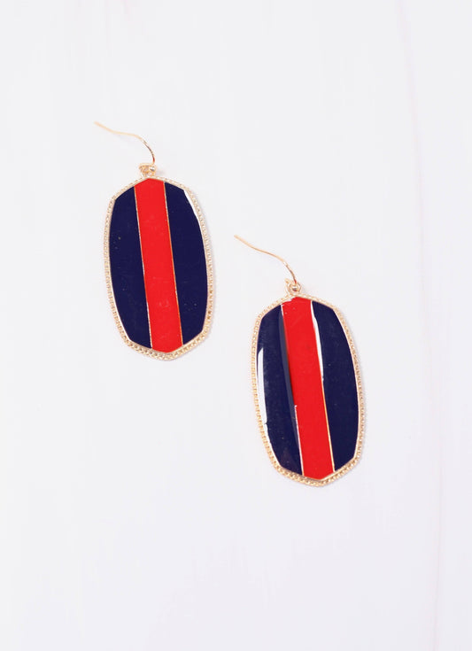 End Zone Striped Drop Earring NAVY RED