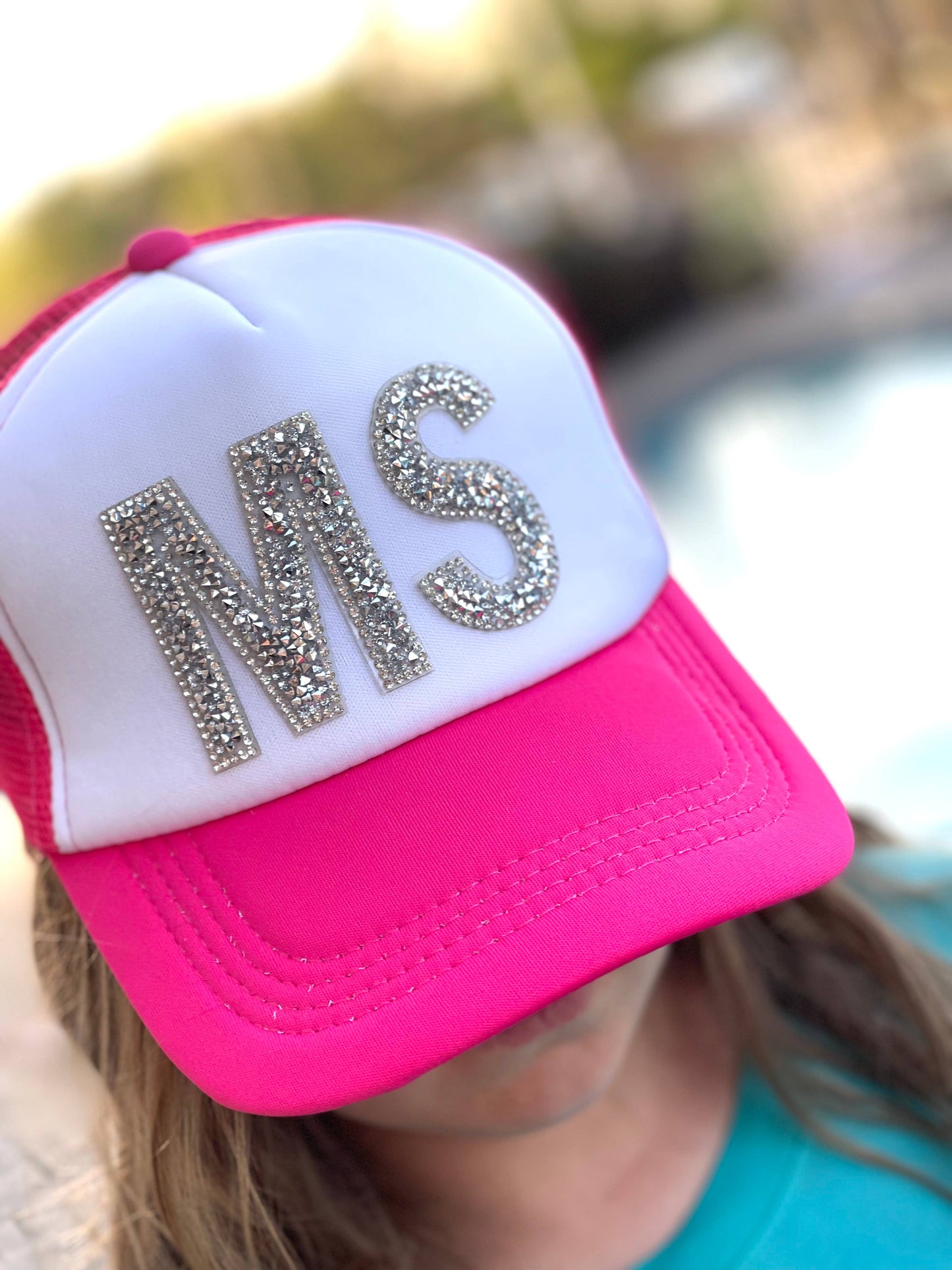 Pink Trucker Hat Rhinestone Letter Hat