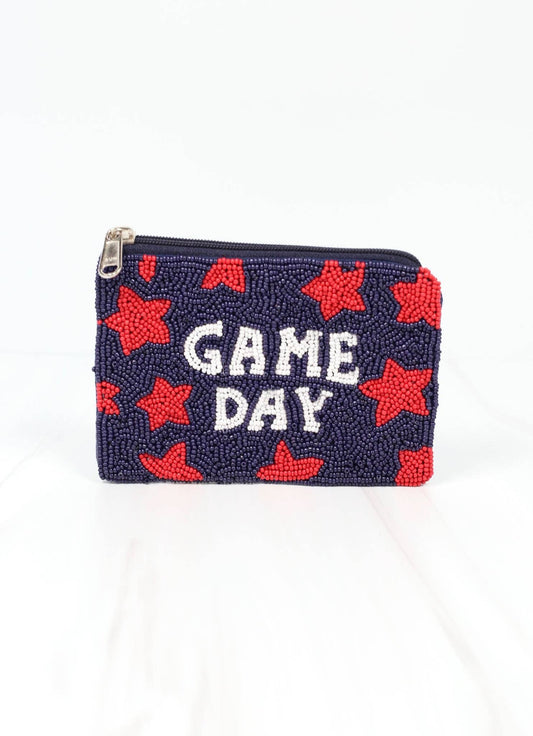 Game Day Star Beaded Pouch NAVY RED