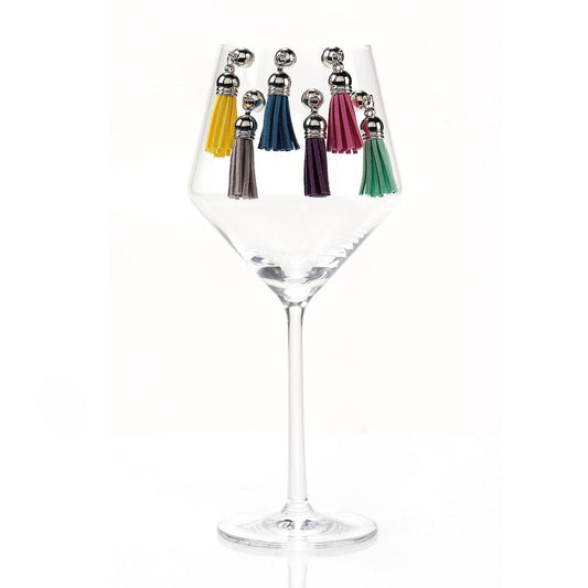 Boho Tassel Wine Glass Charms, Set of 6